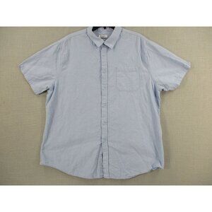 Jekaoyi Mens‎ Light Blue Short Sleeve Button-Up Shirt XXL Cotton Linen Blend